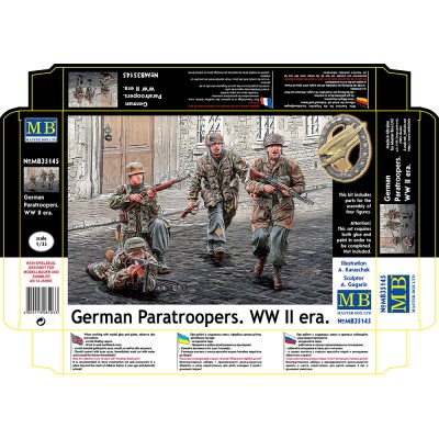GERMAN PARATROOPERS WWII ERA ( 4 FIGURES )  - 1/35 SCALE - MASTER BOX